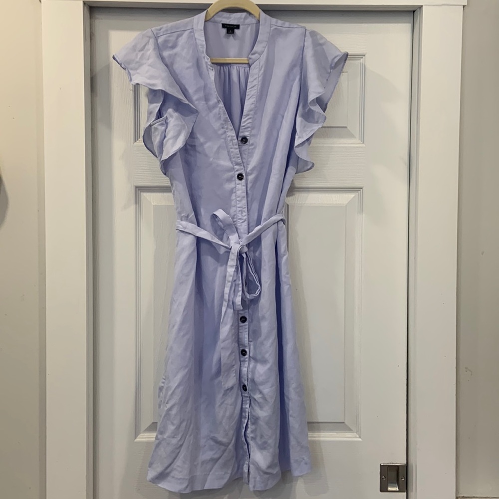 Ann Taylor Blue sleeveless dress with tie waist